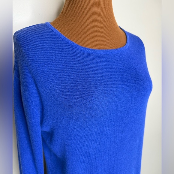 Chico’s Design Vibrant Royal Blue Long Sleeve Sweater Linen Cotton Size Large - Picture 2 of 6